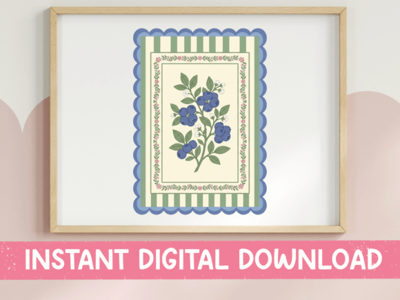 Blueberry Botanical Graphics for T-Shirt Designs