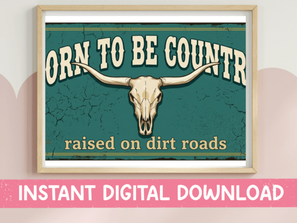 Born to Be Country Longhorn Graphics & T-Shirt Designs