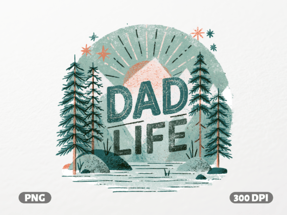 Dad Life Retro Mountains PNG: Graphics for T-Shirt Designs