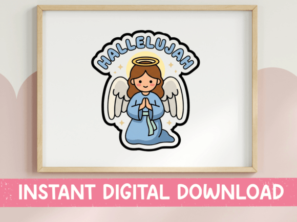 Hallelujah Praying Angel Sticker Graphics for T-Shirt Designs
