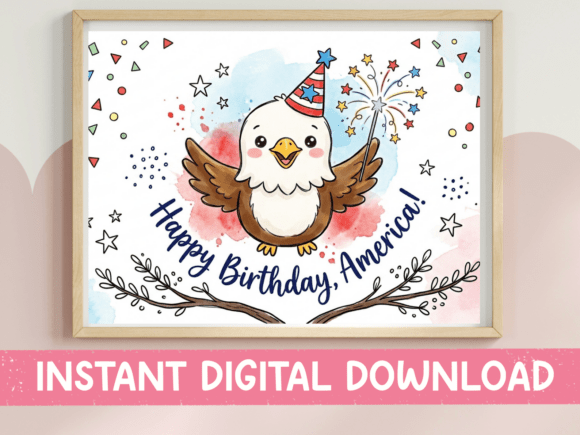 Happy Birthday America Eagle Wall Art Graphics for T-Shirt Designs