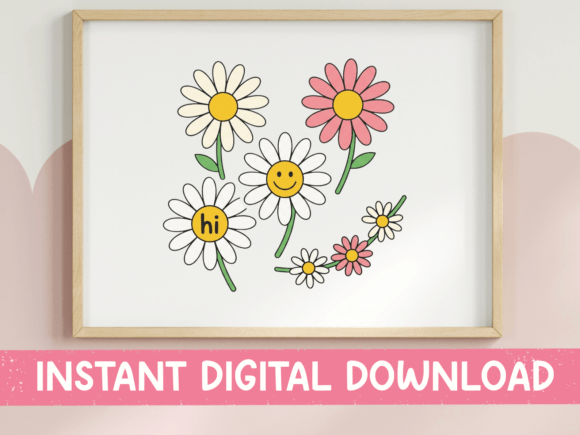 Hi Daisies Smiley Flower Print: Graphics for T-Shirt Designs