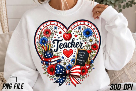 Patriotic Teacher Heart PNG Sublimation Review