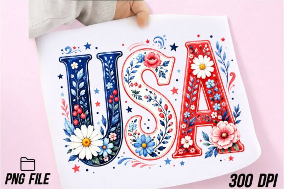 Preppy USA Floral Graphics for T-Shirt Designs