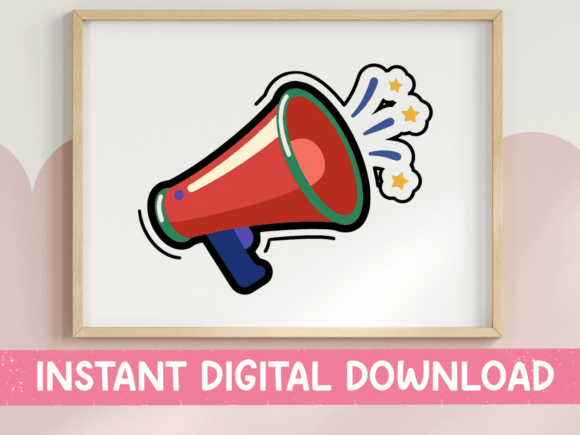 Red Megaphone Sticker: Graphics for T-Shirt Designs