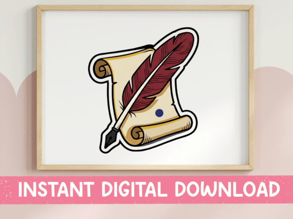 Reviewing the Quill Pen and Scroll Parchment Sticker Design