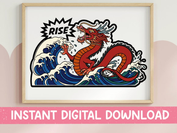 Rise Dragon Wave Graphics for T-Shirt Designs