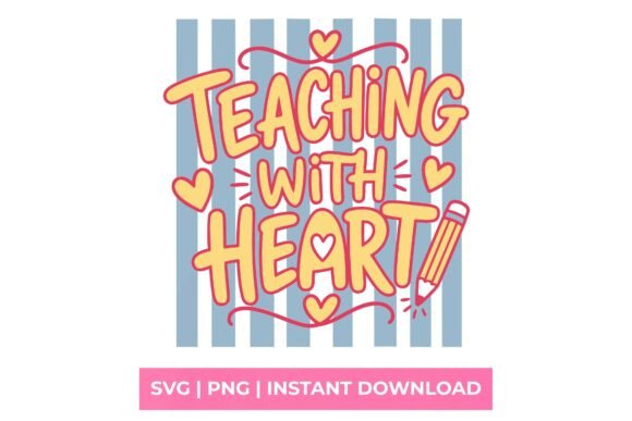 Teaching with Heart Retro Pencil SVG for Graphics and T-Shirt Designs