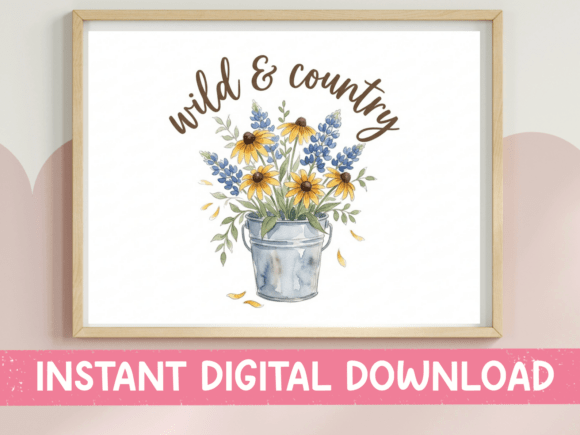Wild and Country Wildflower Bucket Graphics for T-Shirt Designs